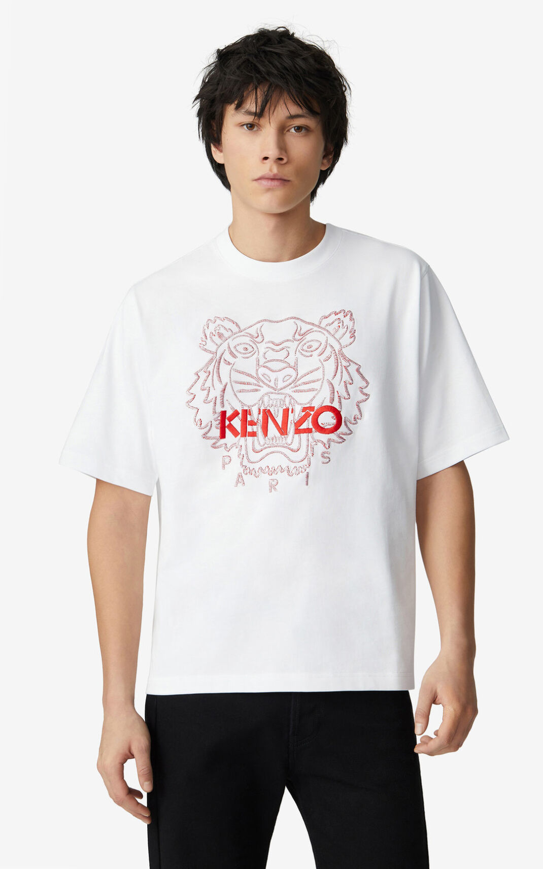 Kenzo 虎 loose fitting Tシャツ メンズ 白 - XZLKSG809
